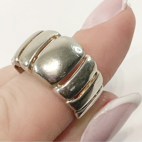 Vintage Jewelry - Vintage 925 Sterling Silver Milor Italy Ribbed Puffy Abstract Modern Ring 7